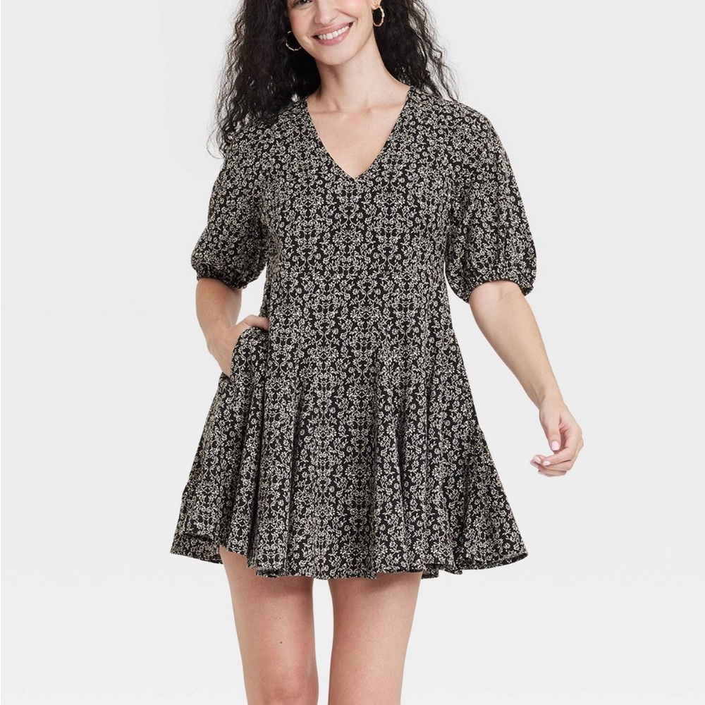 Women’s Bell Elbow Sleeve Mini A-Line Dress